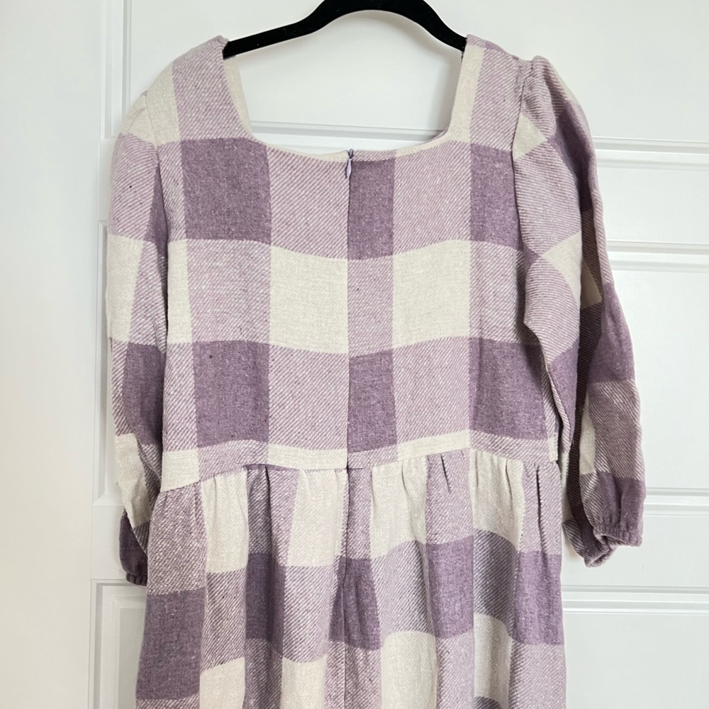 𝅺trendyol Women’s Purple Checkered‎ Dress Size 40 NWT - Picture 5 of 11